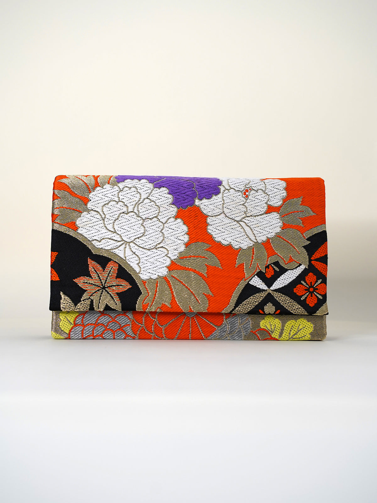 Obi Clutch Bag - 朱黒牡丹 / Large