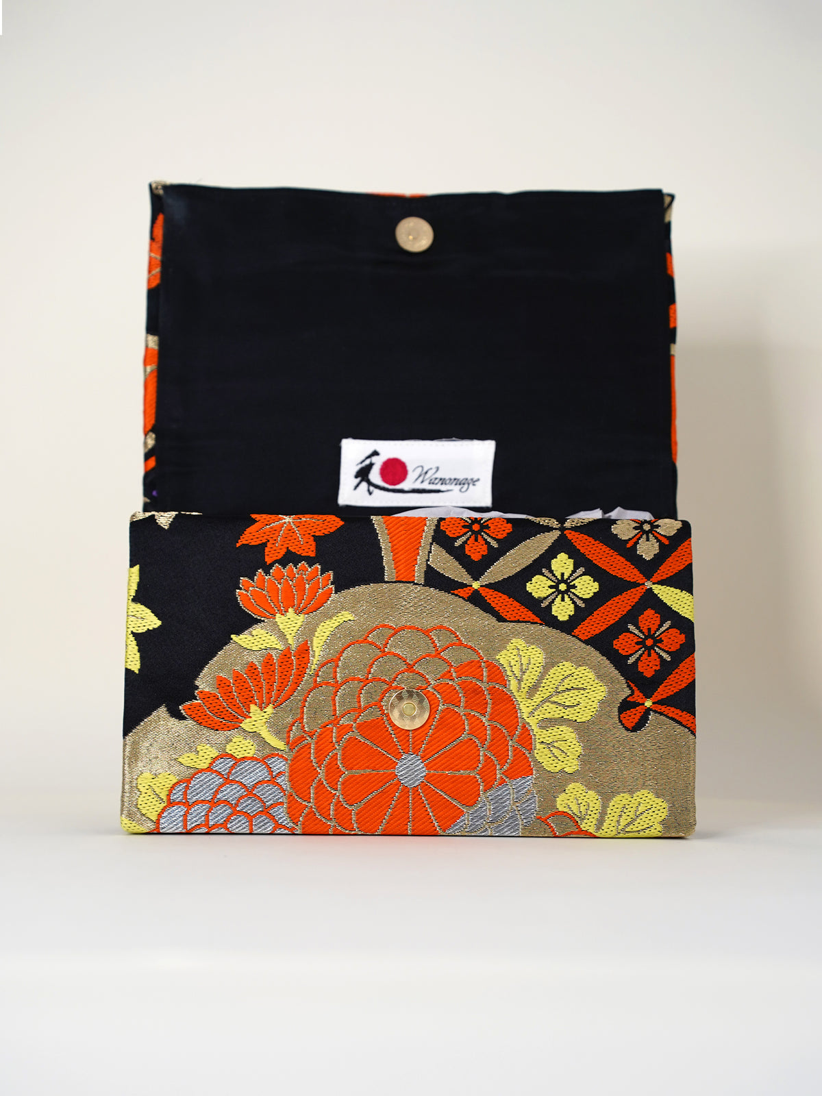 Obi Clutch Bag - 朱黒牡丹 / Large